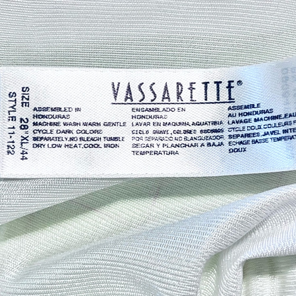 VINTAGE Vassarette white silky half dress slip elastic waist lace trim side slit - Picture 10 of 14